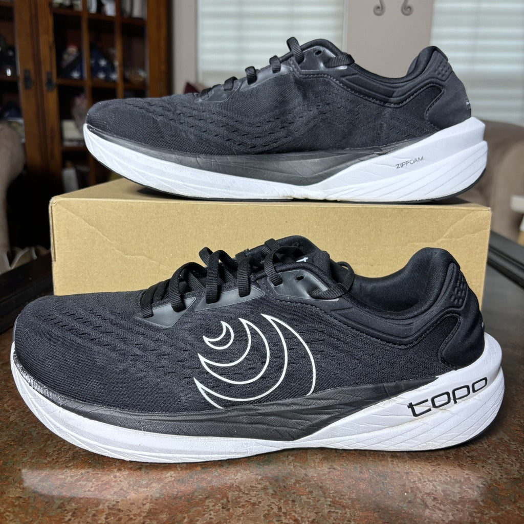 Topo Athletic Phantom 4 Shoes Mens Size 12.5 Black White Road Running Athletic