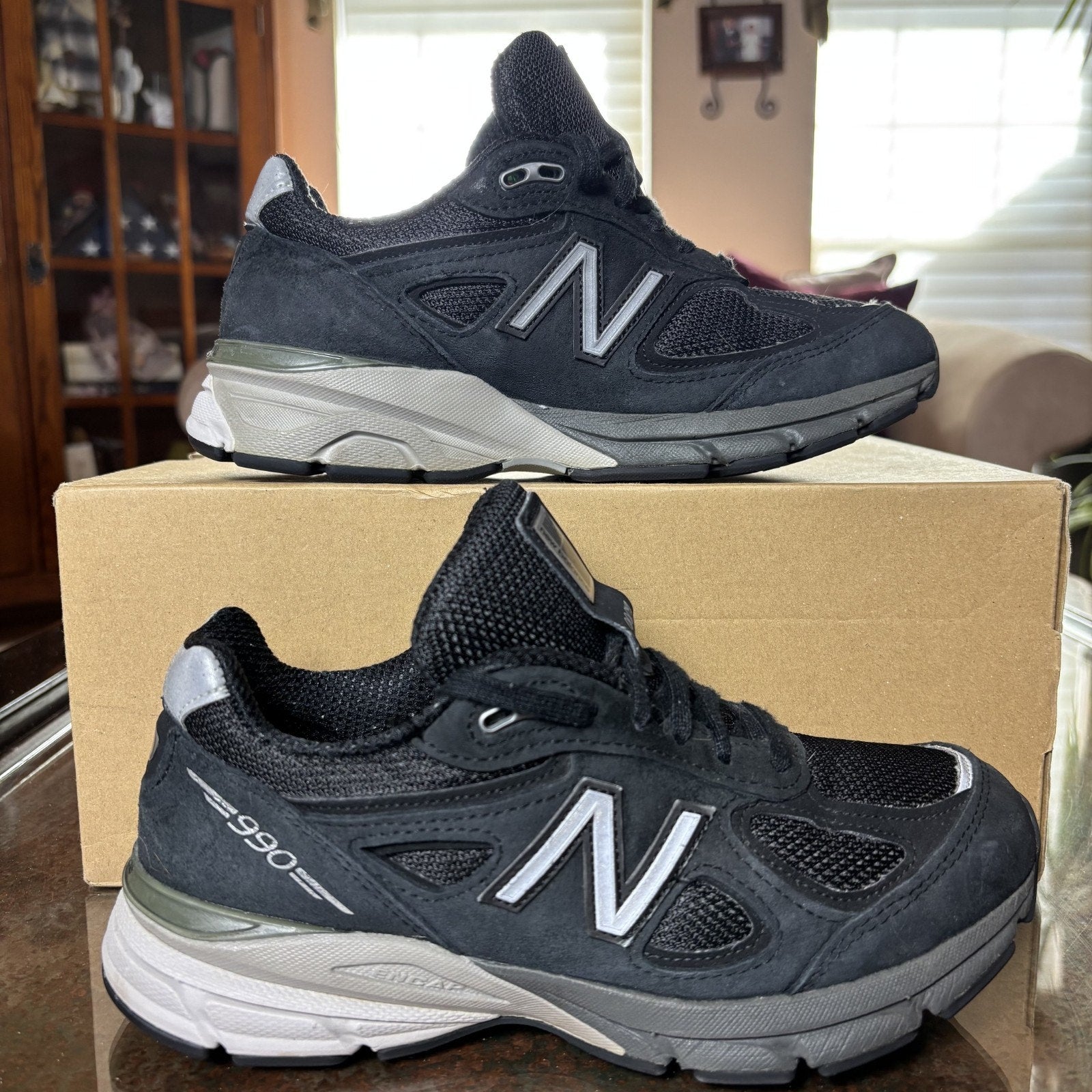 New Balance 990v4 Shoes Women's 6 D Wide Black Made In USA Casual Gym Sneakers