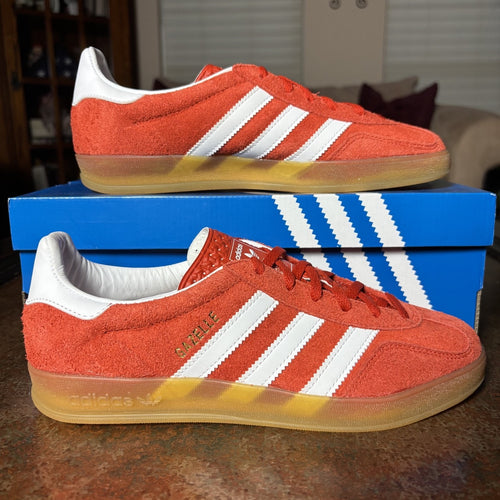 Adidas Gazelle Indoor Orange White Suede Lifestyle Shoes Sneakers Women's Sizes