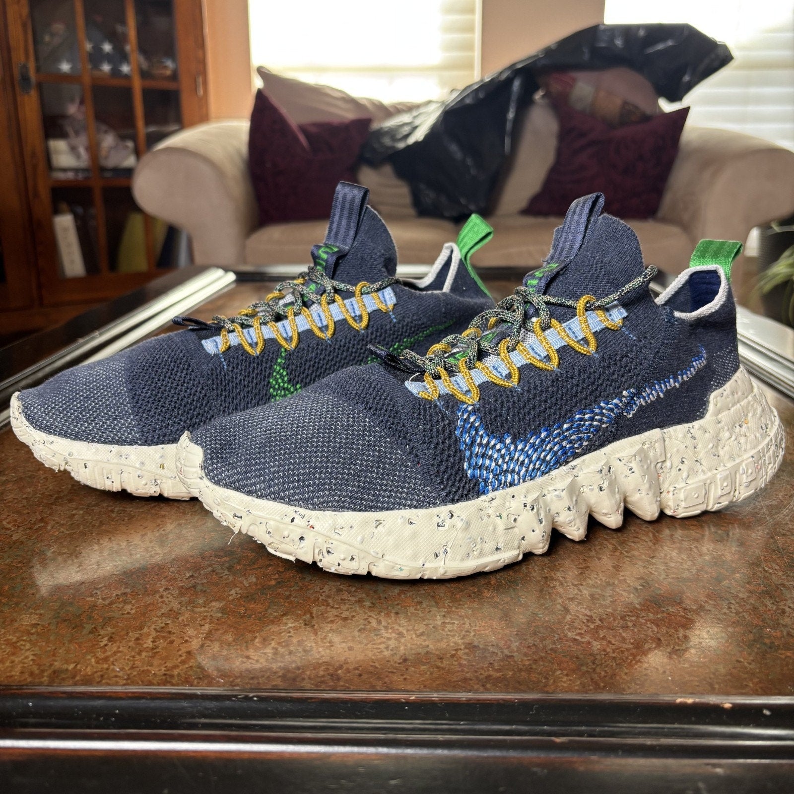 Nike Space Hippie 01 Shoes Navy Blue White Athletic Sneakers Right 11.5 Left 12