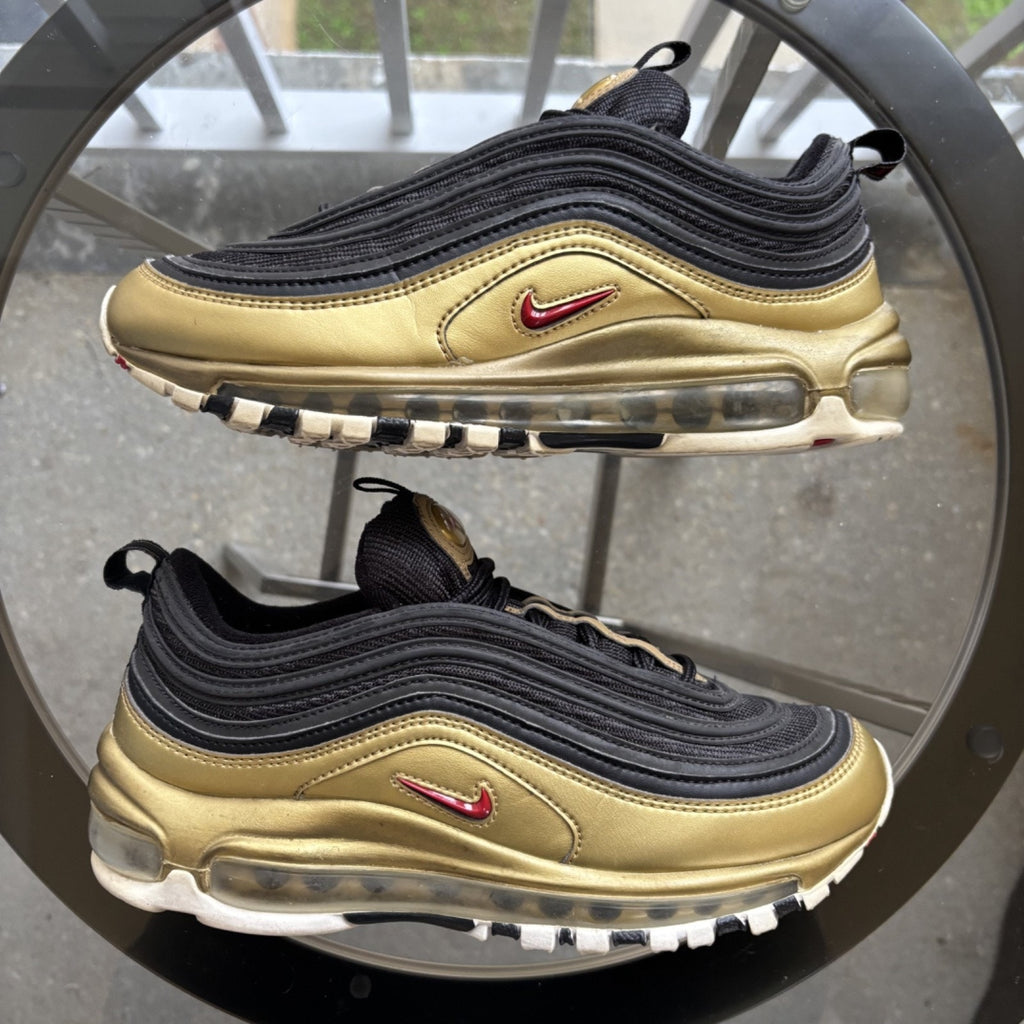 Nike Air Max 97 QS Shoes Women's Size 7.5 Black Gold Medal AT5458-002 Sneakers