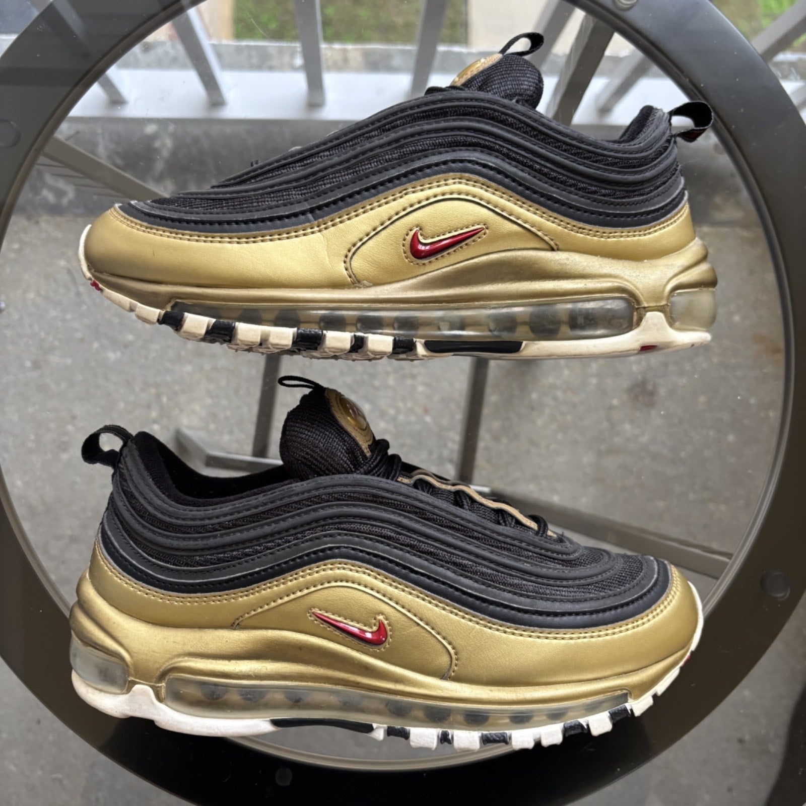 Nike Air Max 97 QS Shoes Women's Size 7.5 Black Gold Medal AT5458-002 Sneakers