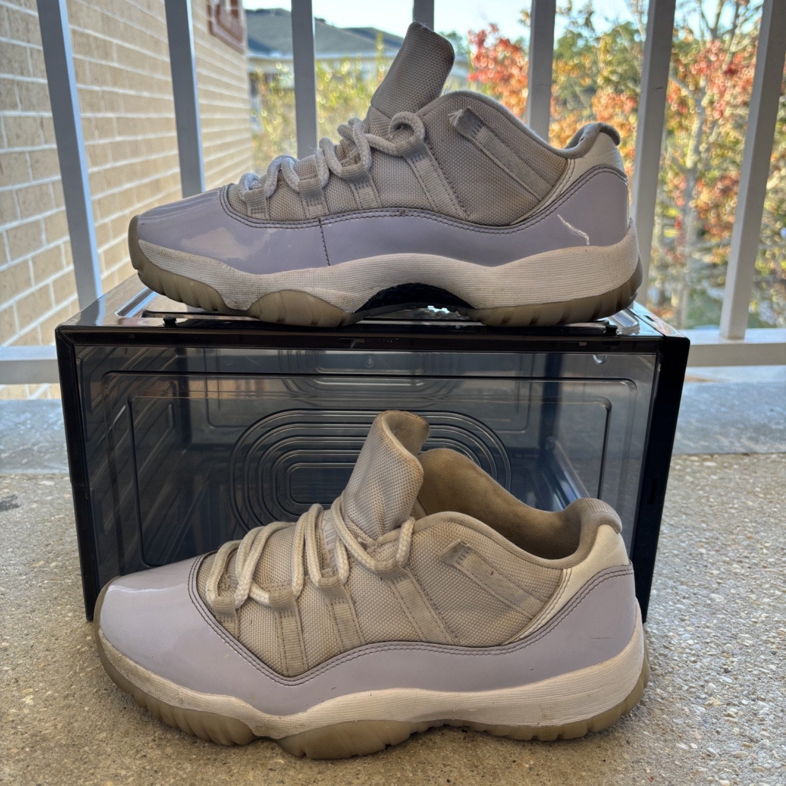 Air Jordan 11 Retro Low Shoes Women's Size 10.5 White Violet Casual Gym Sneakers