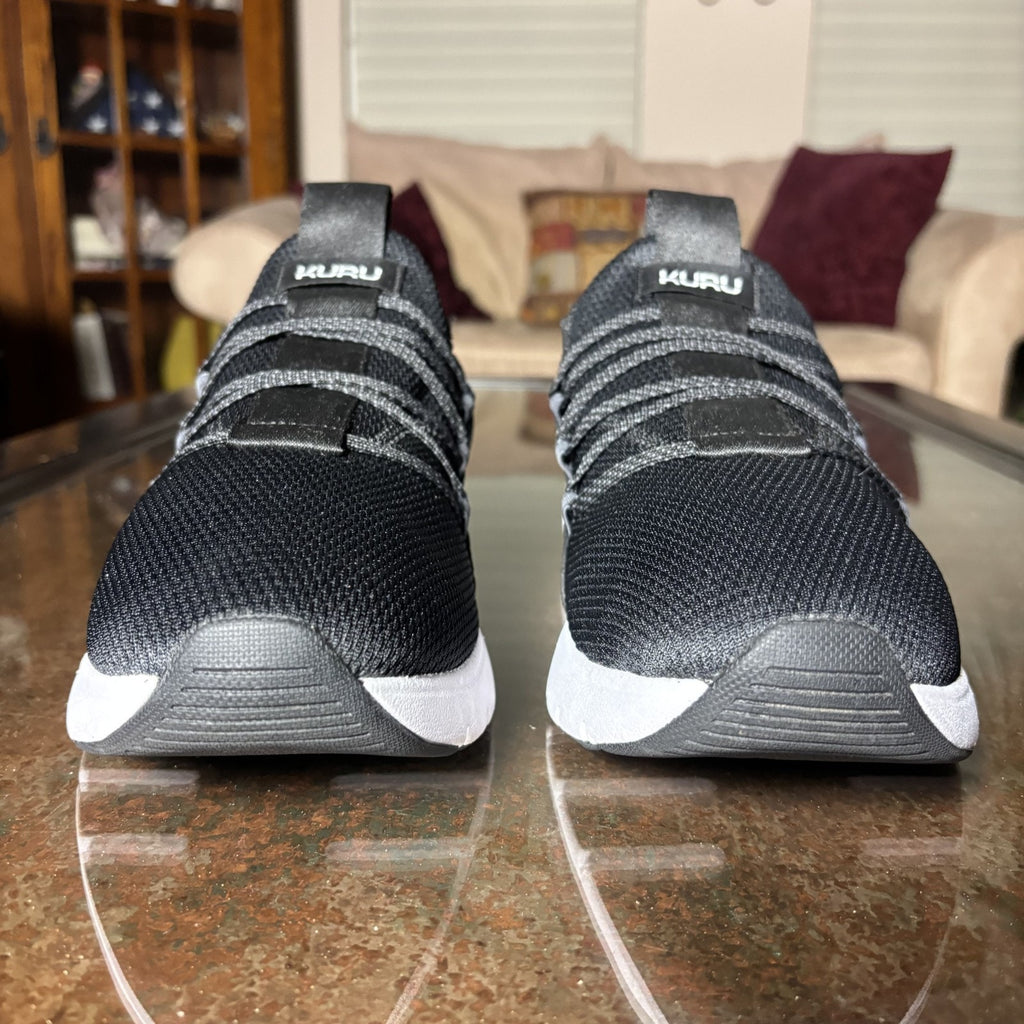 Kuru Flex Slip On Shoes Mens 11.5 Black White Athletic Comfort Walking Sneakers