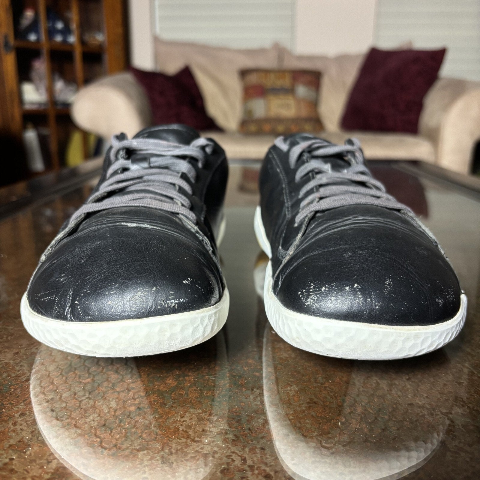 Vivobarefoot GEO Court II Shoes Mens 10 EU 43 Black Leather Barefoot Minimalist