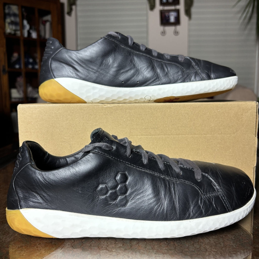 Vivobarefoot GEO Court II Shoes Mens 10 EU 43 Black Leather Barefoot Minimalist