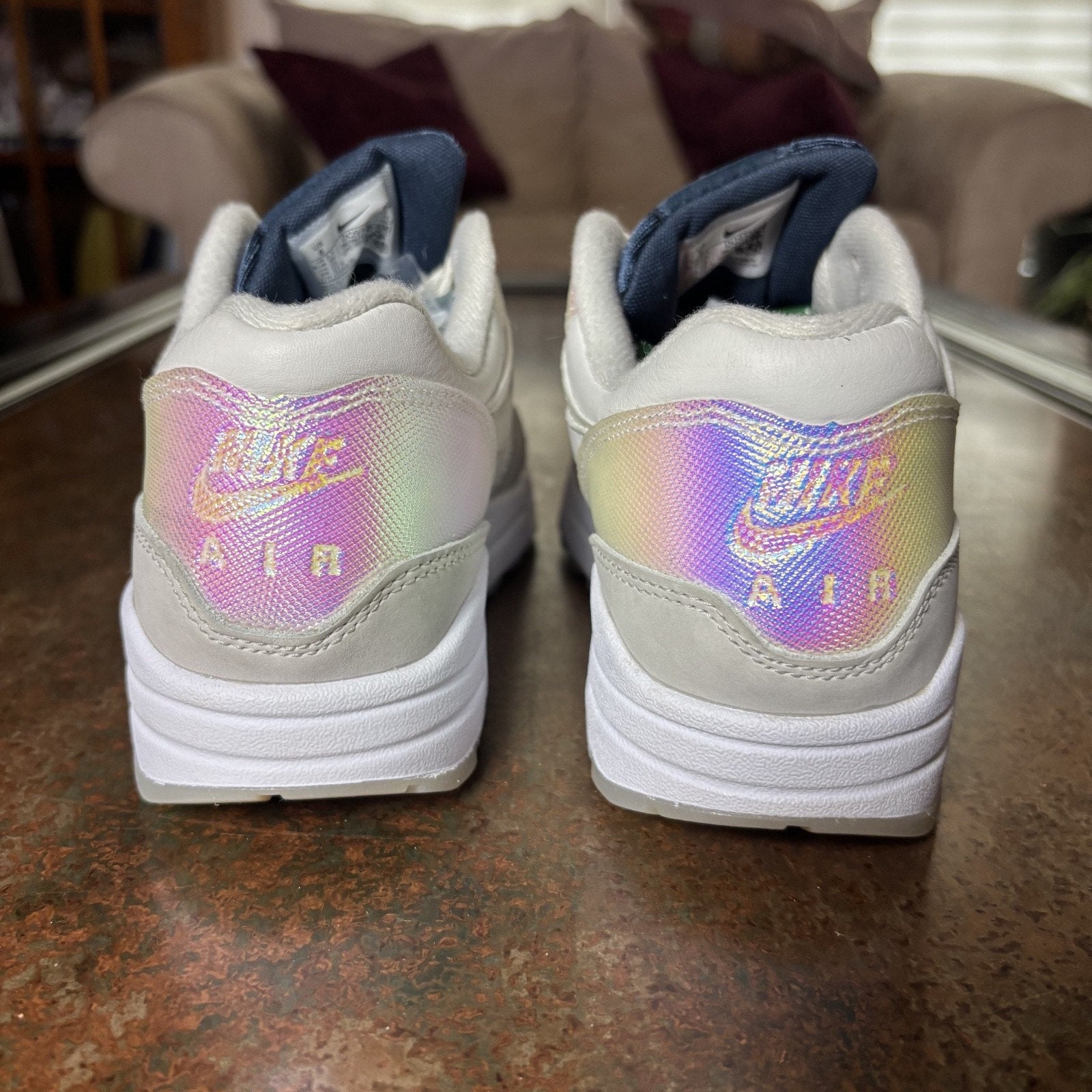 Nike Air Max 1 AMD Shoes Women's 8 White Iridescent La Ville Lumiere Sneakers
