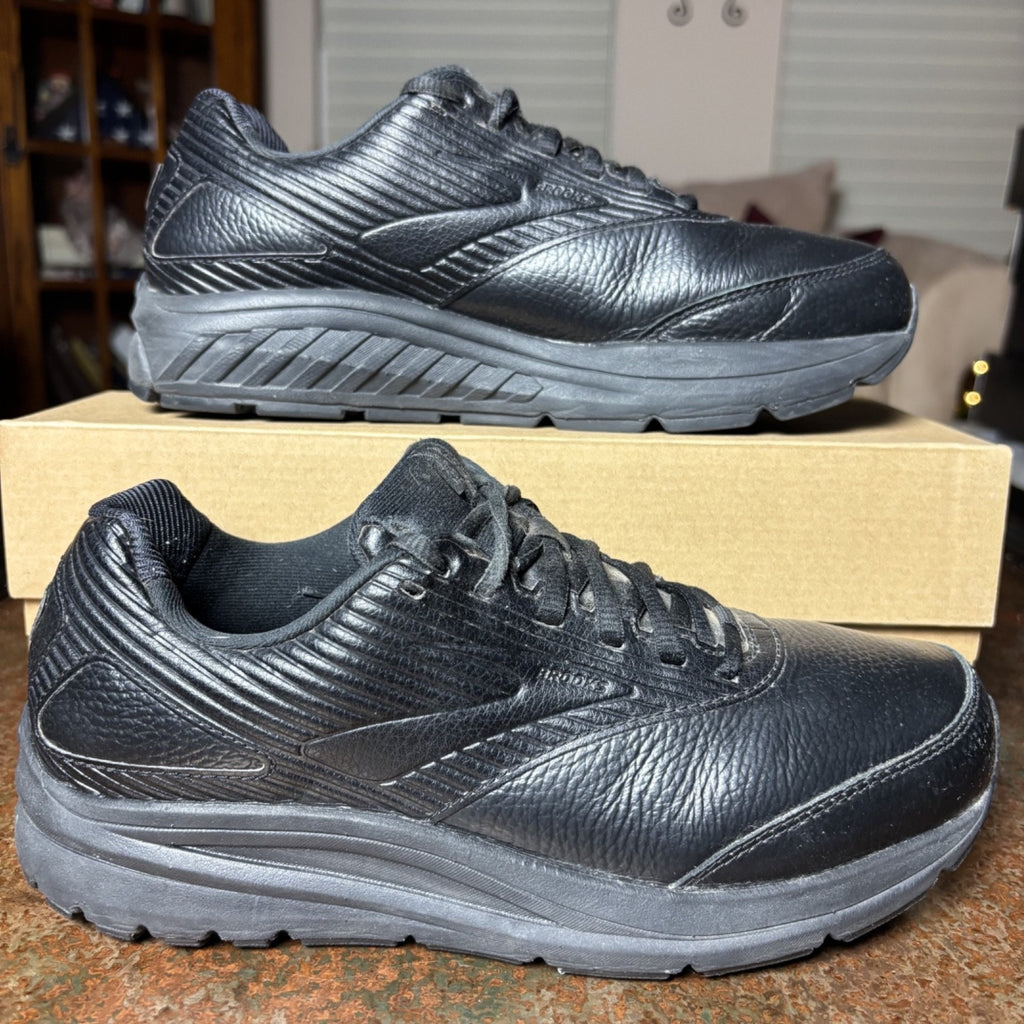 Brooks Addiction Walker 2 Shoes Womens 8.5 D Wide Black Leather Comfort Sneakers