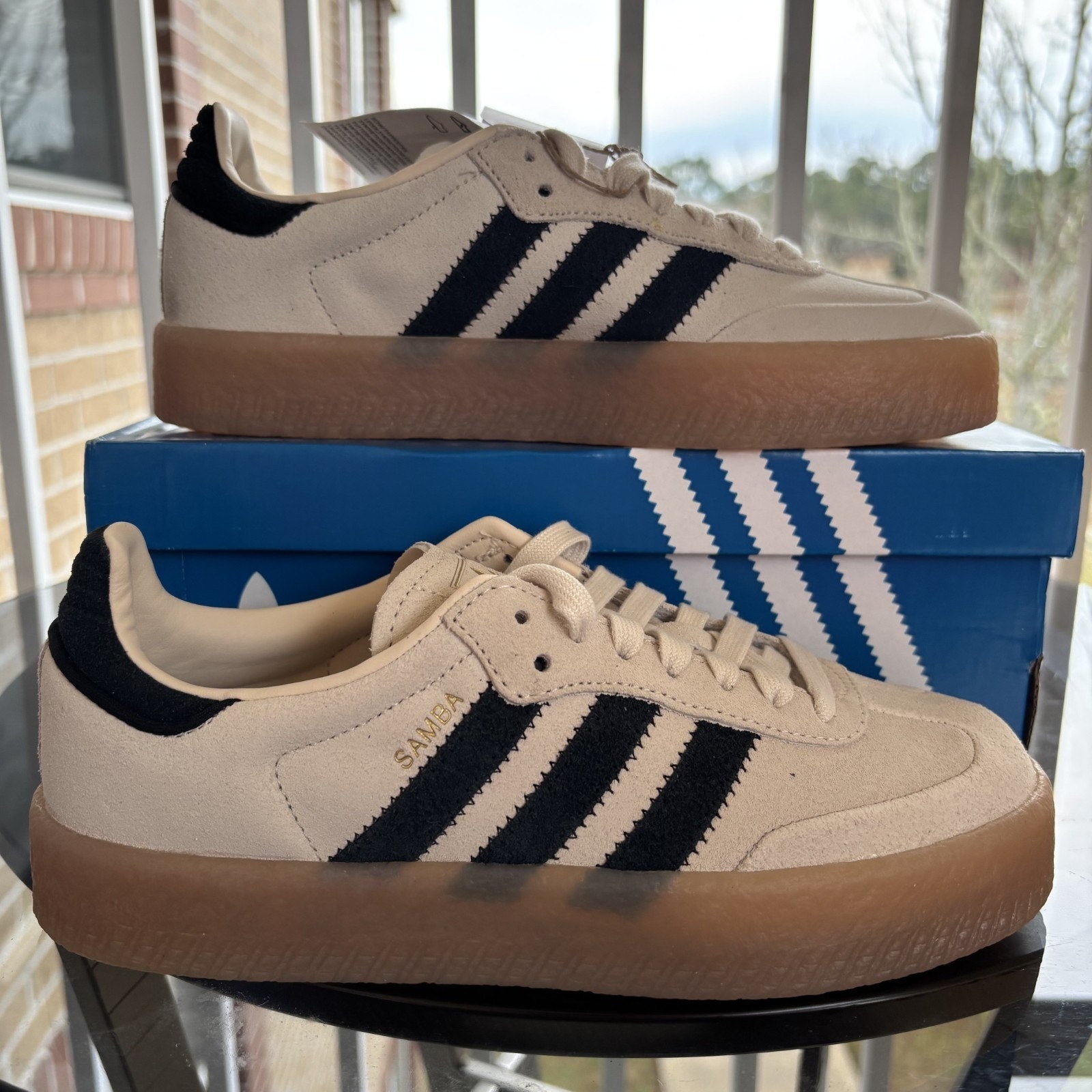 Adidas Sambae Cream Black Gum Suede Lifestyle Casual Sneakers Women's Sizes NEW