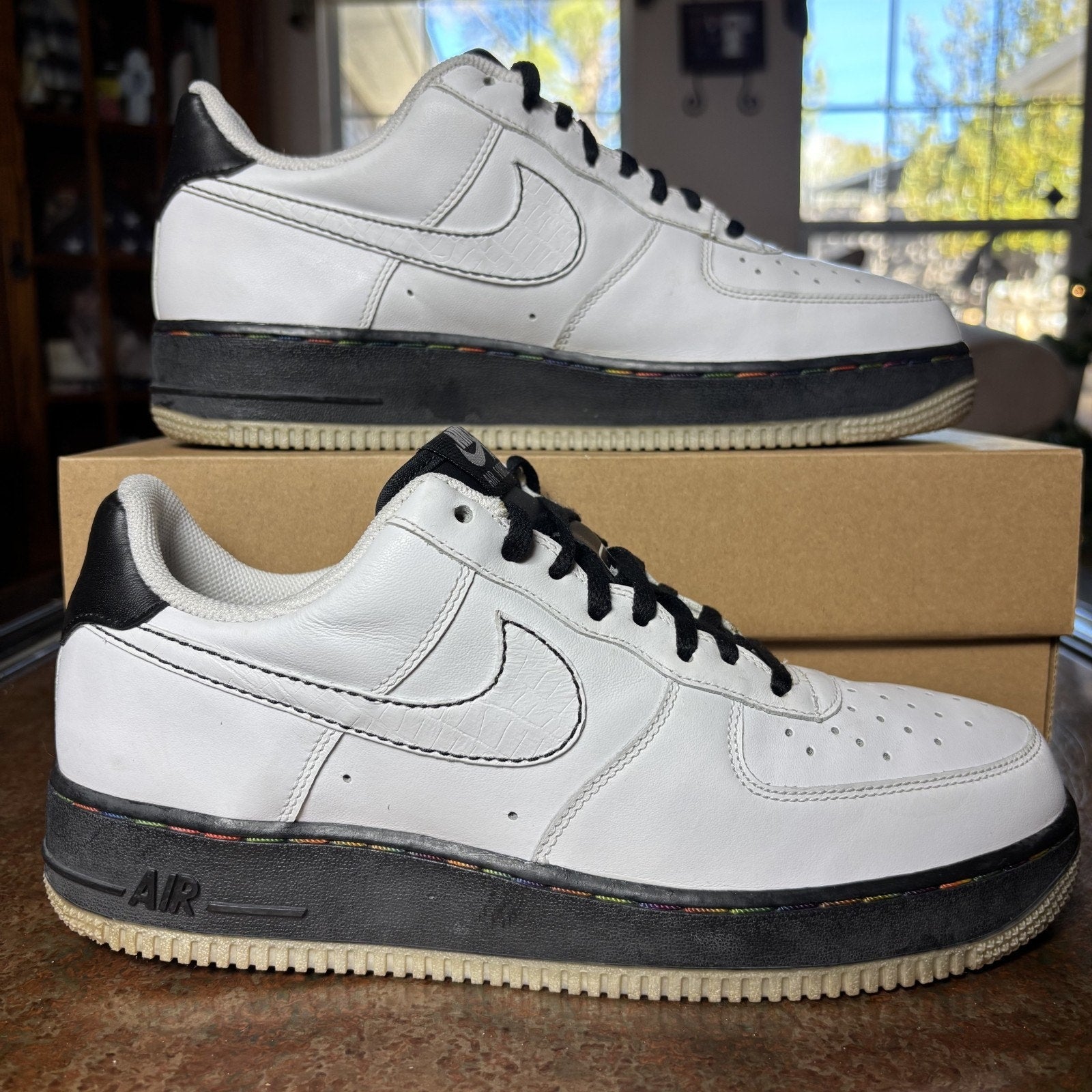 Nike Air Force 1 Low '07 The Square Mens 9 White Casual Sneakers 2007 Rare VTG