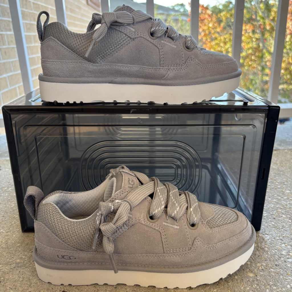 UGG Lo Lowmel Shoes Campfire Grey Suede Casual Lifestyle Sneakers Women's Sizes