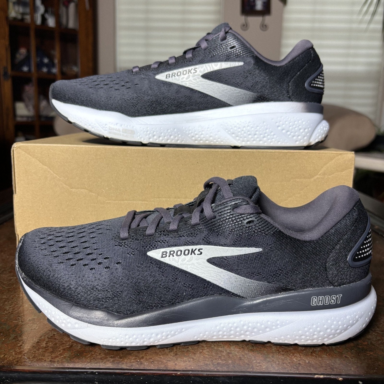 Brooks Ghost 16 Shoes Women's 11.5 Grey White Running Athletic Comfort Sneakers