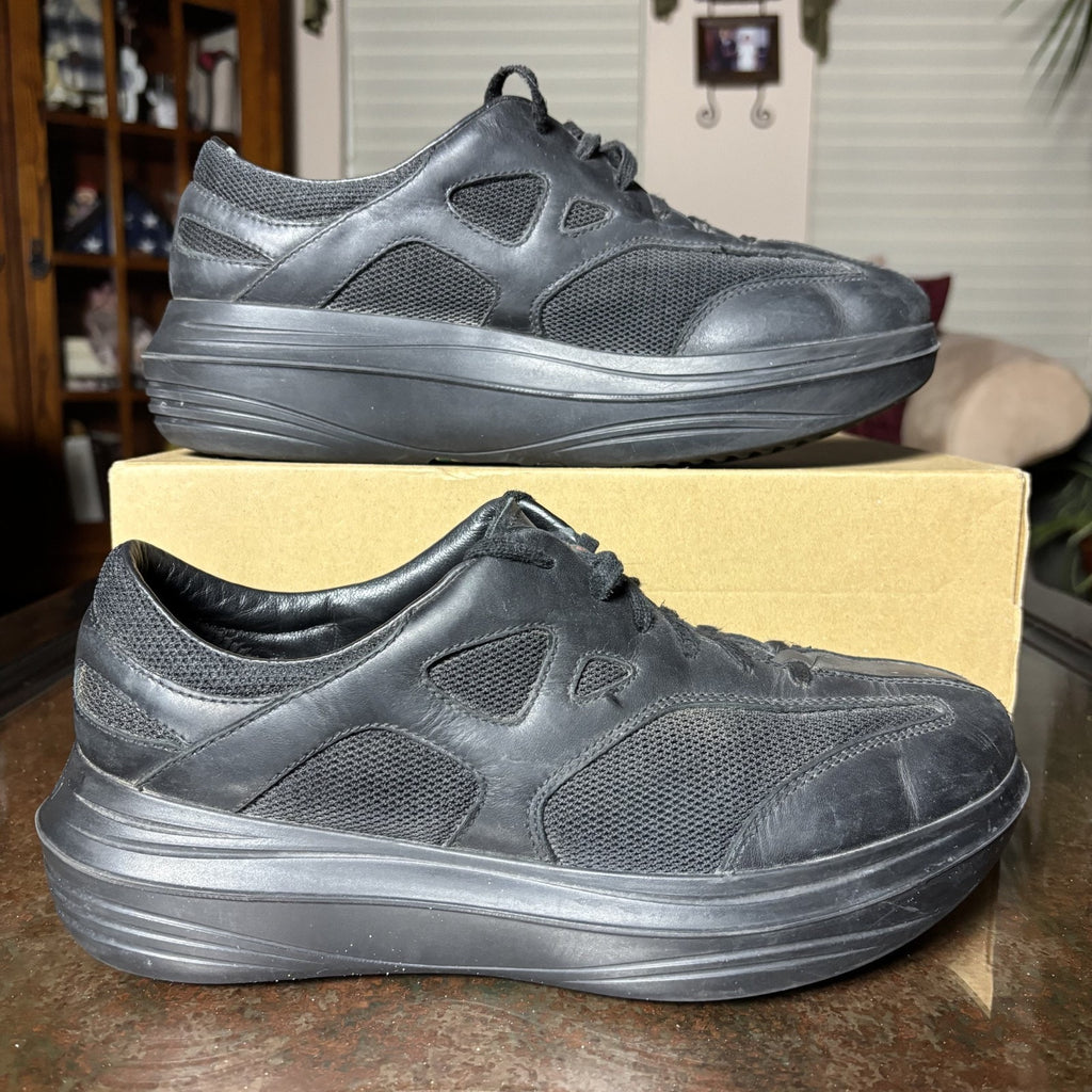 Kybun Silvaplana Shoes Mens Size 10 Black Italian Leather Mesh Comfort Sneakers