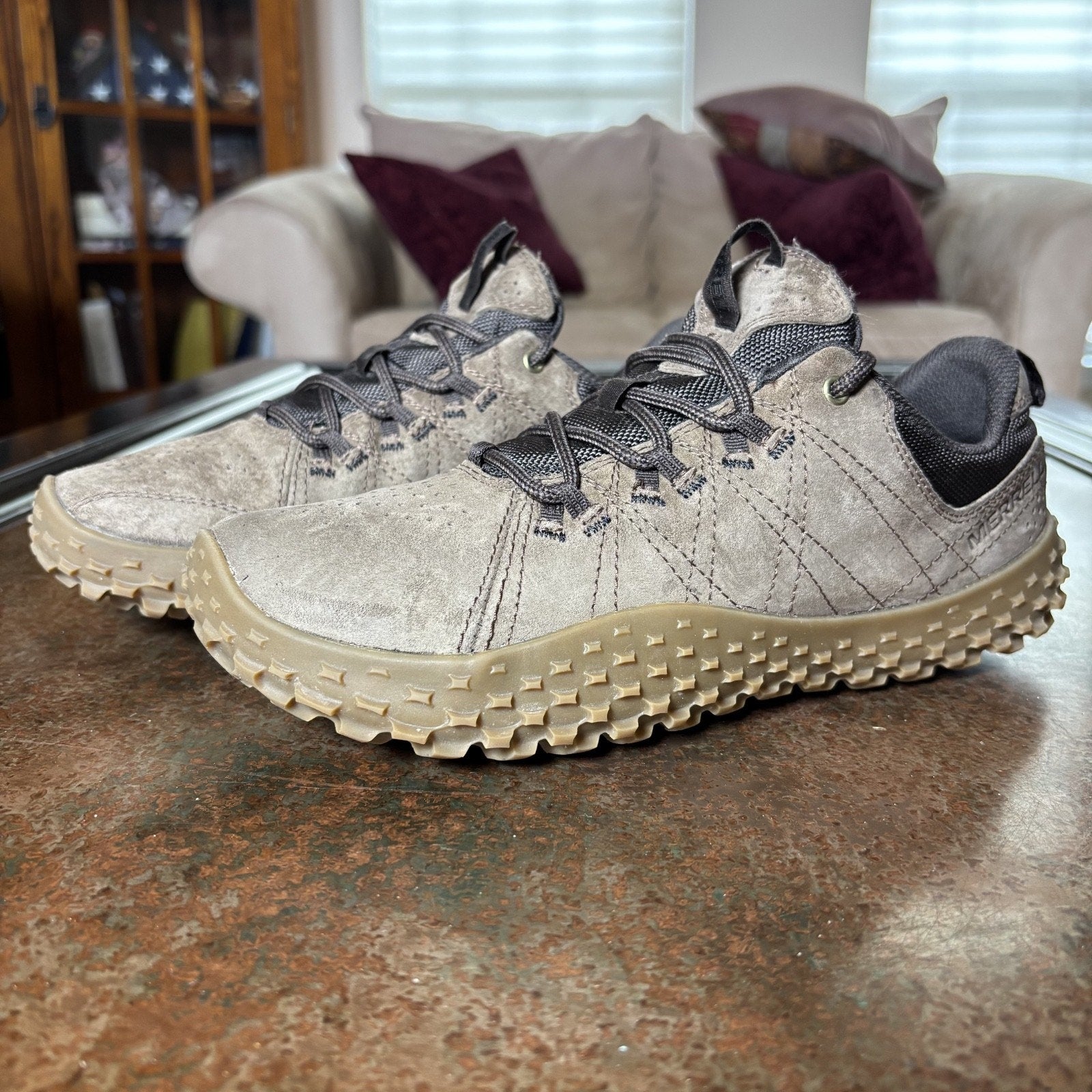 Merrell Wrapt Minimalist Shoes Mens Size 7.5 Brown Mole Barefoot Outdoor Sneaker