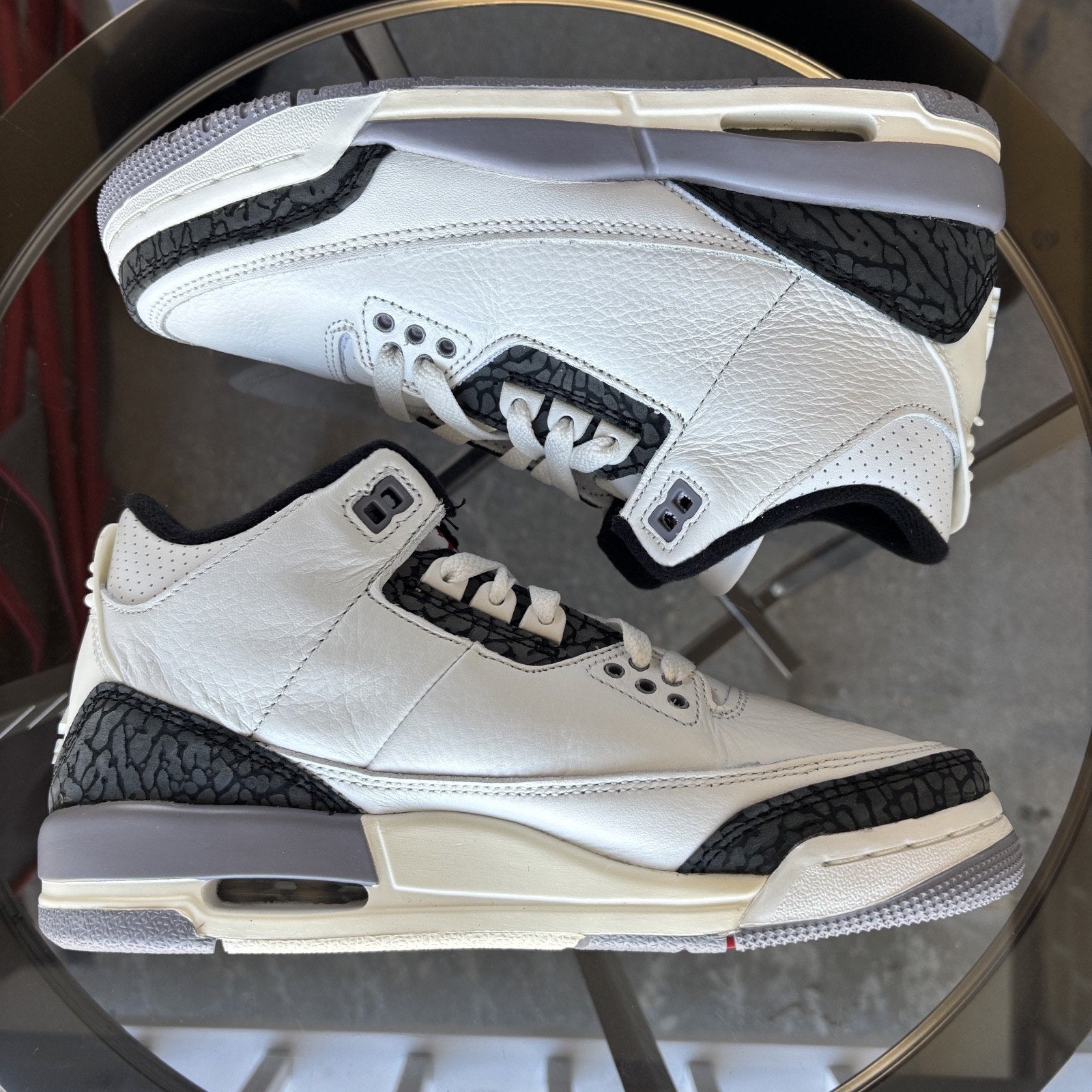 Nike Air Jordan 3 Retro Shoes Women's Size 7 White Cement Grey Sneakers B-Grade