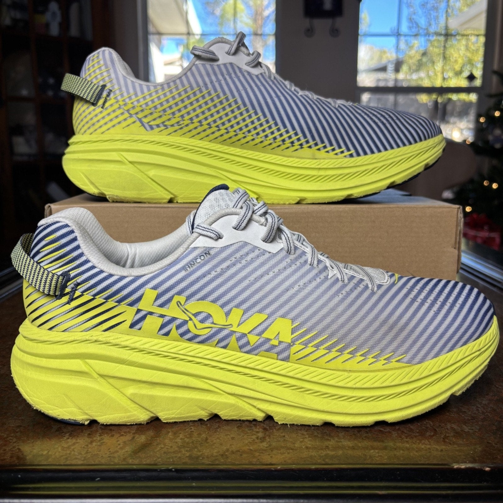 Hoka One One Rincon 2 Shoes Men's Size 12.5 Grey Volt Running Athletic Sneakers