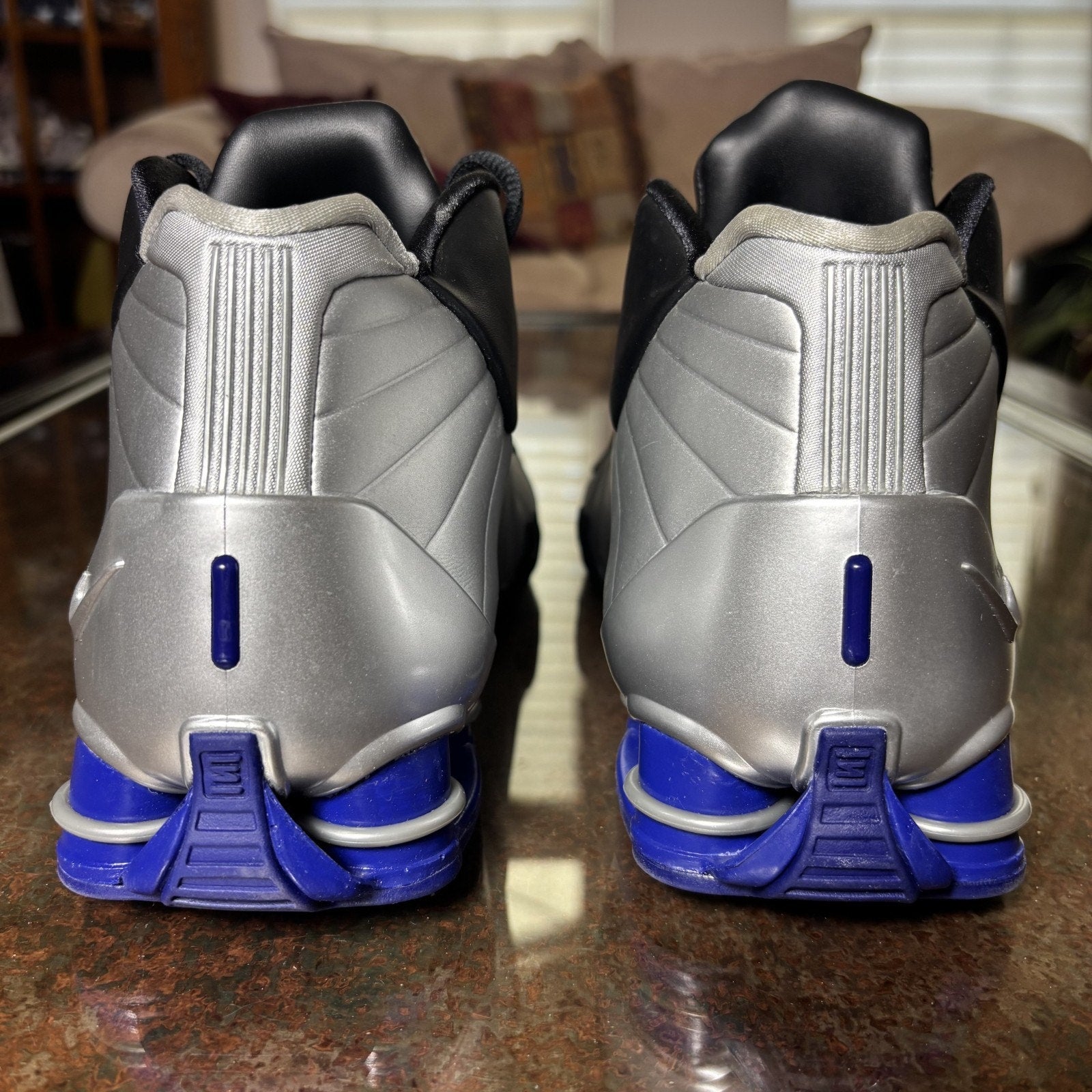 Nike Shox BB4 2019 OG Vince Carter Sneakers Men's 9 Silver Black Blue Basketball