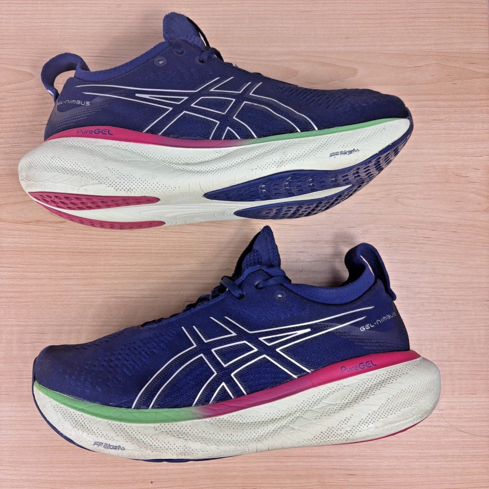 Asics Gel-Nimbus 25 Shoes Womens Size 8.5 Blue Athletic Running Comfort Sneakers