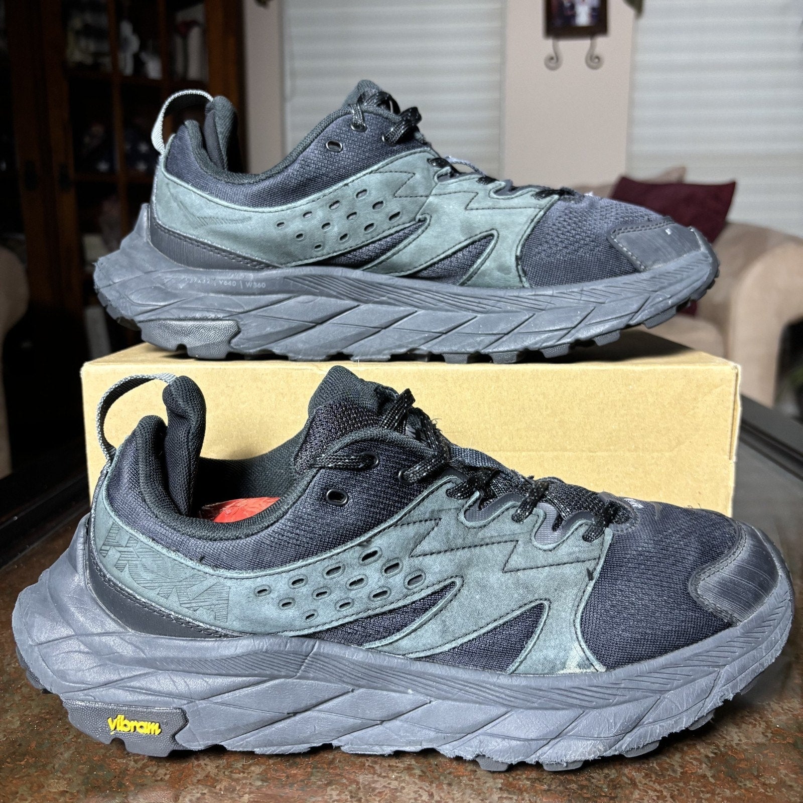 Hoka One One Anacapa Breeze Shoes Men's 11 Black Trail Running Outdoor Sneakers