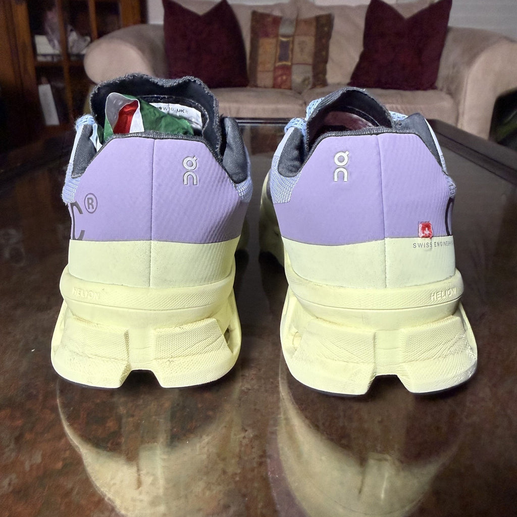 On Cloudmonster Shoes Women's 10 Purple Neon Road Running Gym Athletic Sneakers