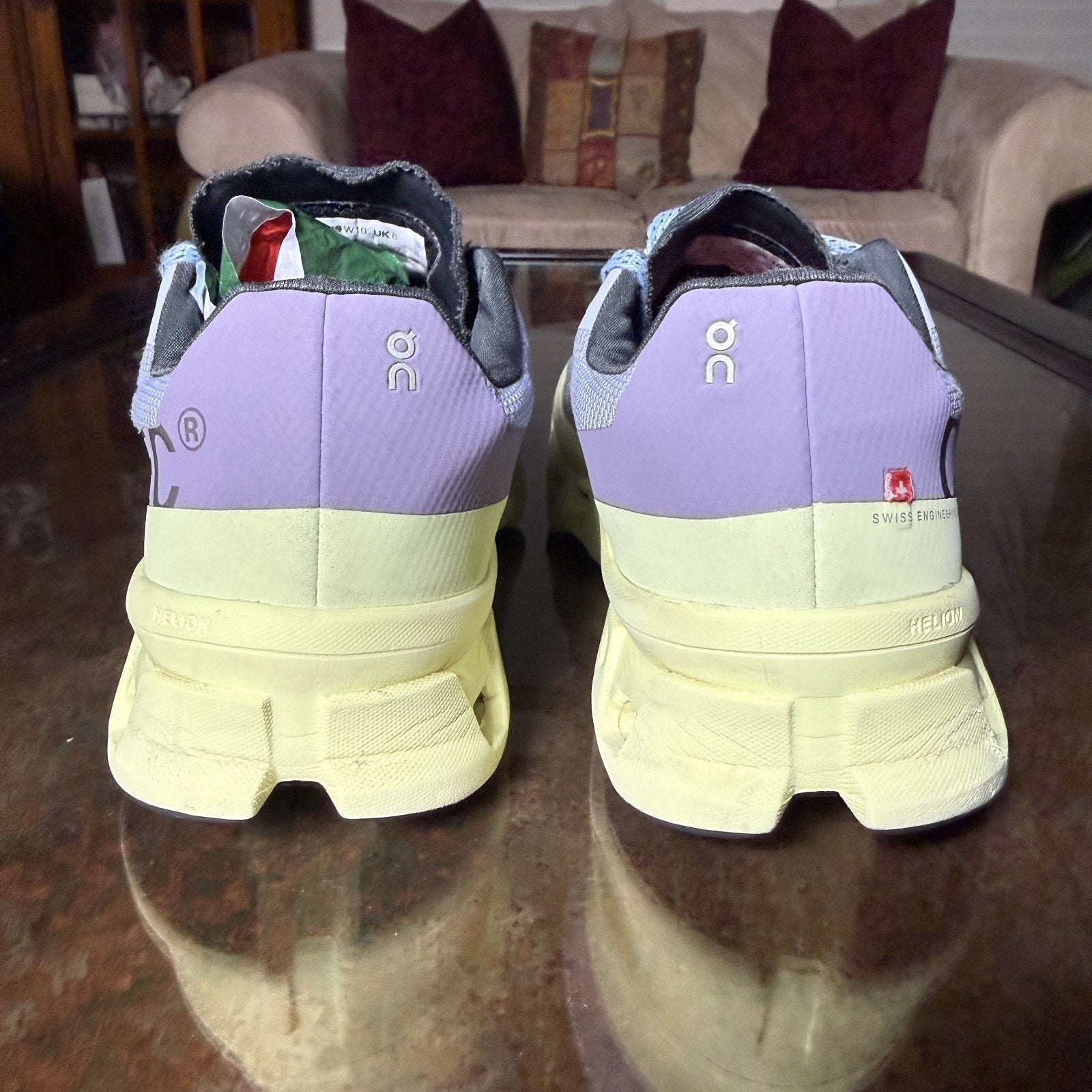 On Cloudmonster Shoes Women's 10 Purple Neon Road Running Gym Athletic Sneakers