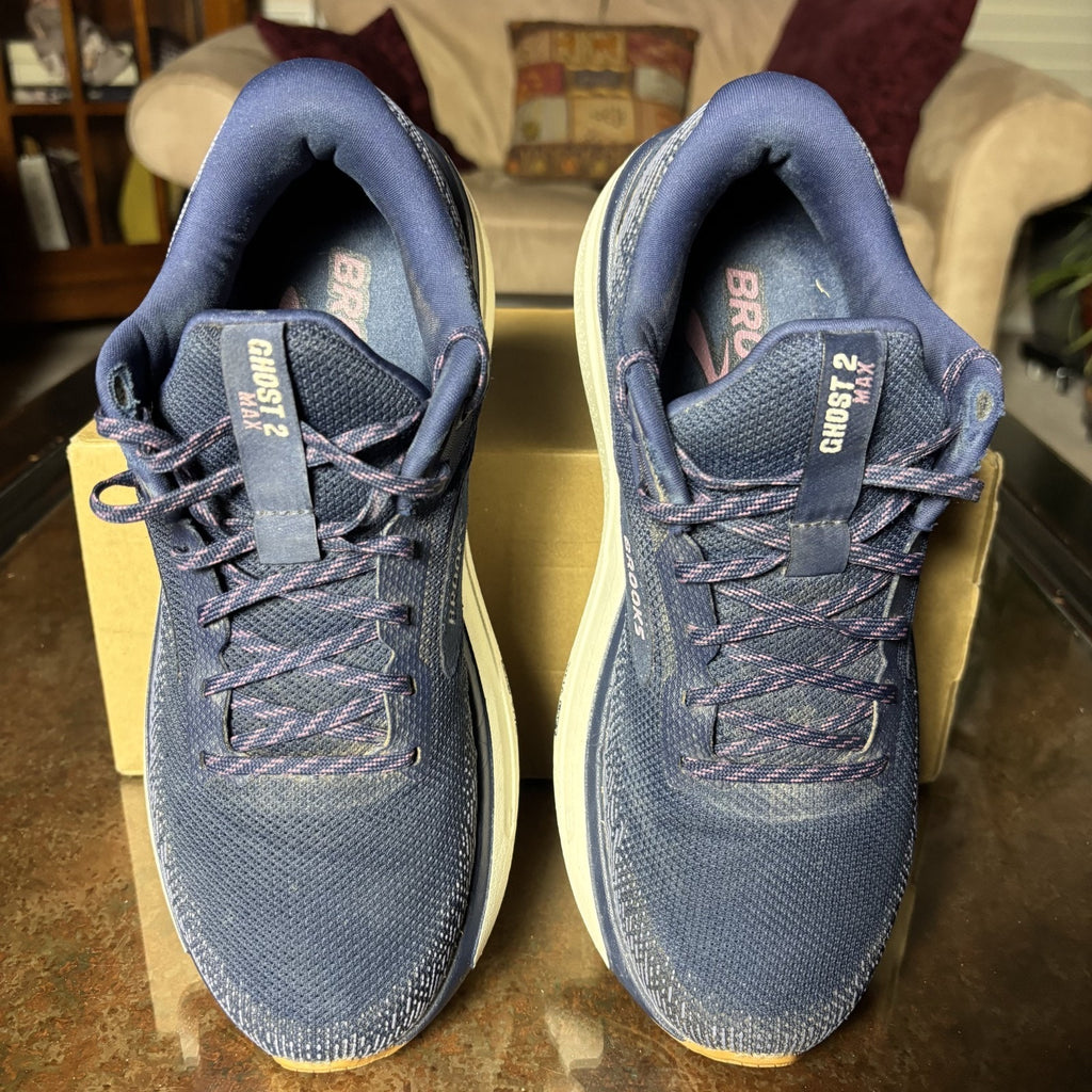 Brooks Ghost Max 2 Shoes Womens 9.5 Navy Blue Road Running Athletic Gym Sneakers