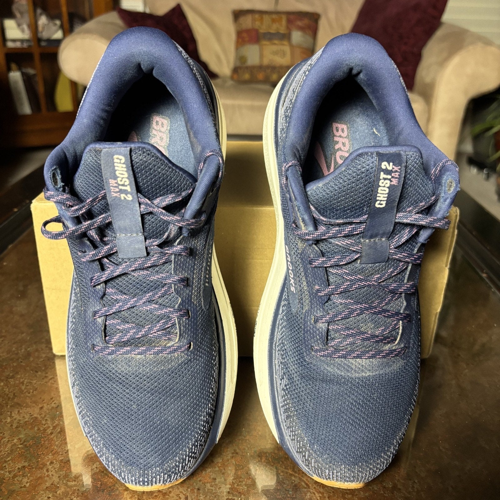 Brooks Ghost Max 2 Shoes Womens 9.5 Navy Blue Road Running Athletic Gym Sneakers