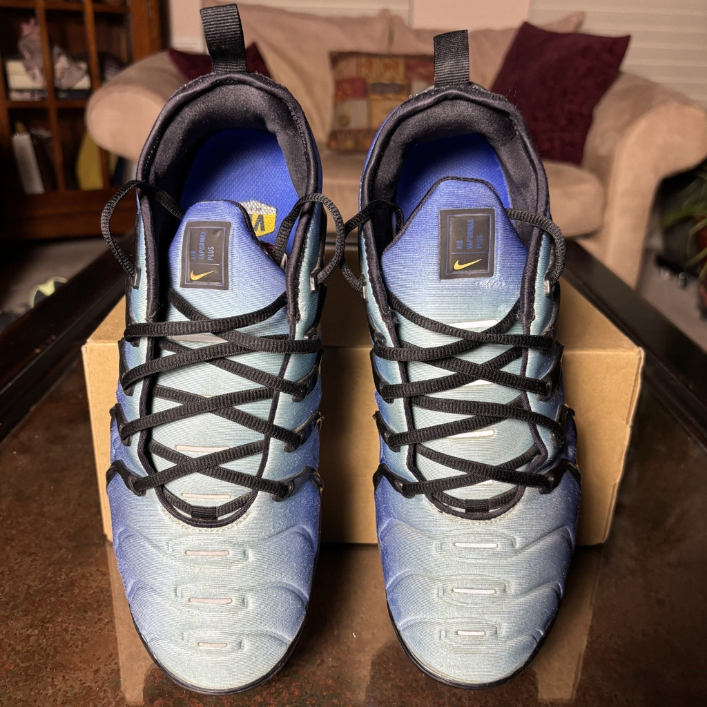 Nike Air Vapormax Plus Shoes Mens 10.5 Blue Black Athletic Gym Lifestyle Sneaker