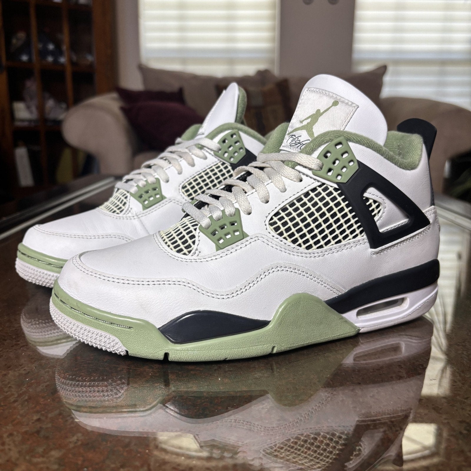 Nike Air Jordan 4 Reto Seafoam Shoes Women's 8 White Lifestyle Casual Sneakers