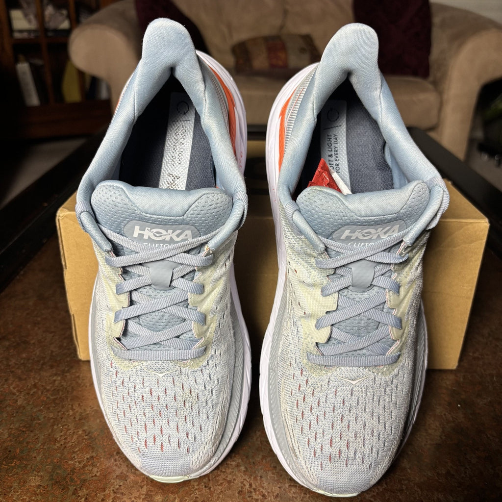 Hoka One One Clifton 8 Shoes Women's Size 9 Blue Road Running Athletic Sneakers