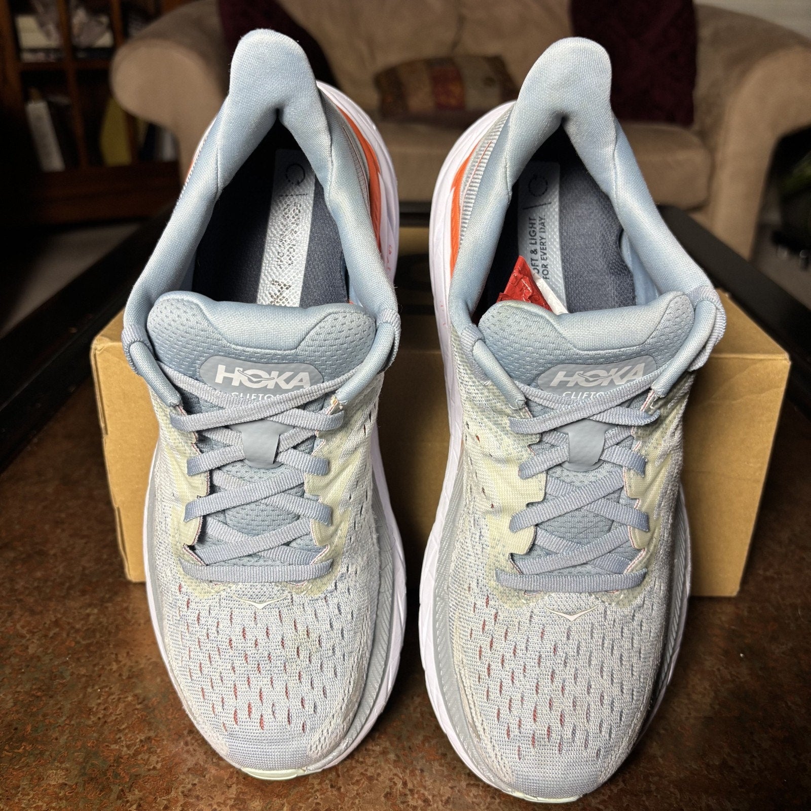 Hoka One One Clifton 8 Shoes Women's Size 9 Blue Road Running Athletic Sneakers