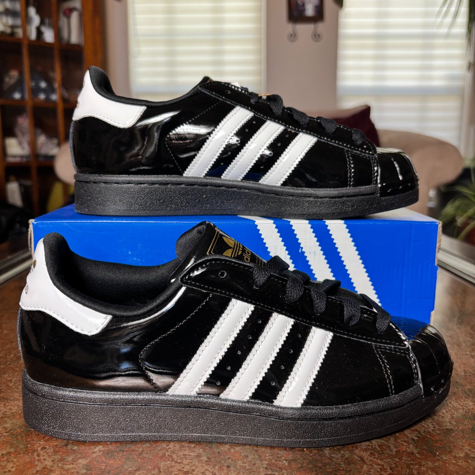 Adidas Superstar 2 II Patent Leather Black Lifestyle Shoe Sneaker Women's Sizes