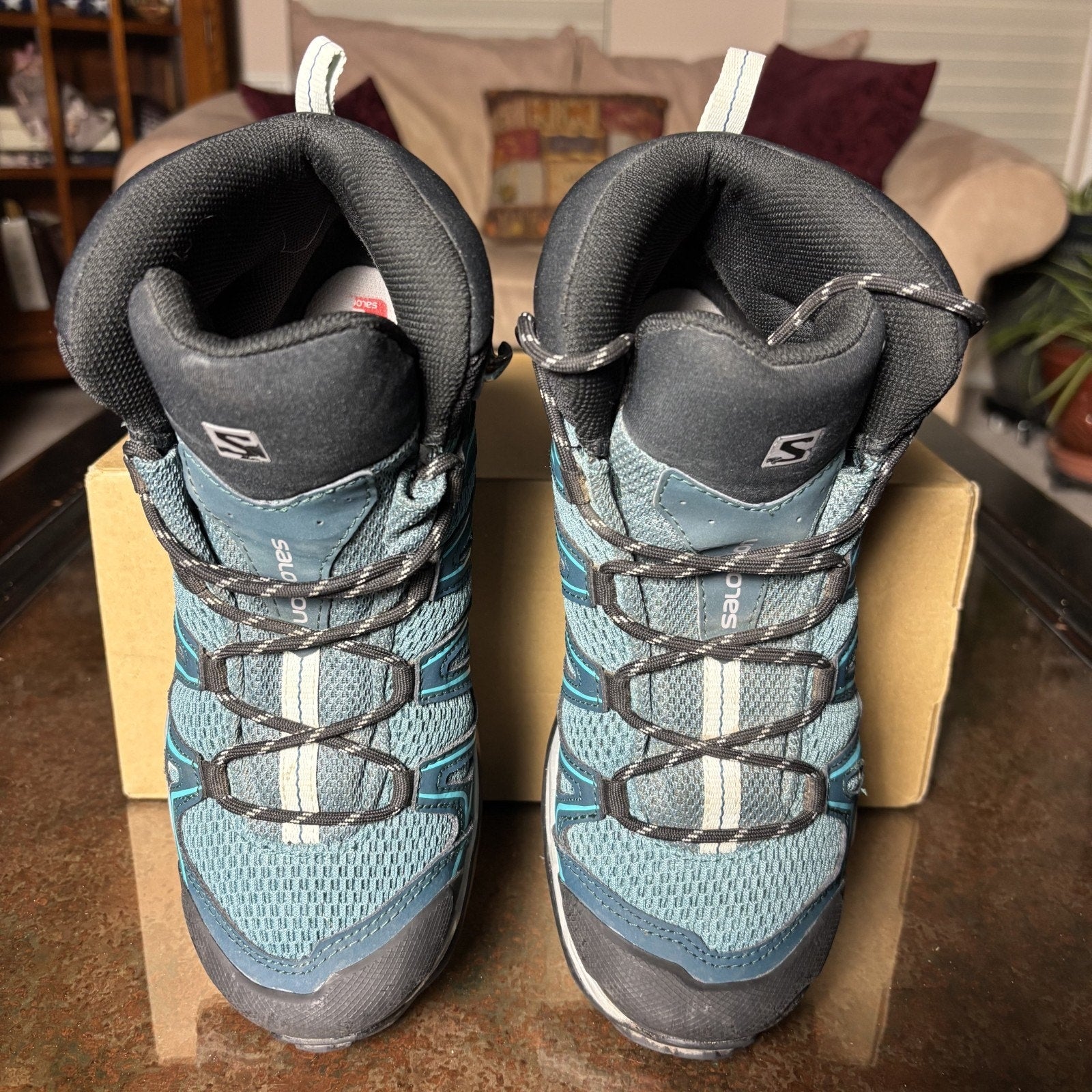 Salomon X-Ultra Mid Hiking Boots Women's Size 7.5 Blue Grey Trail Outdoor Shoes