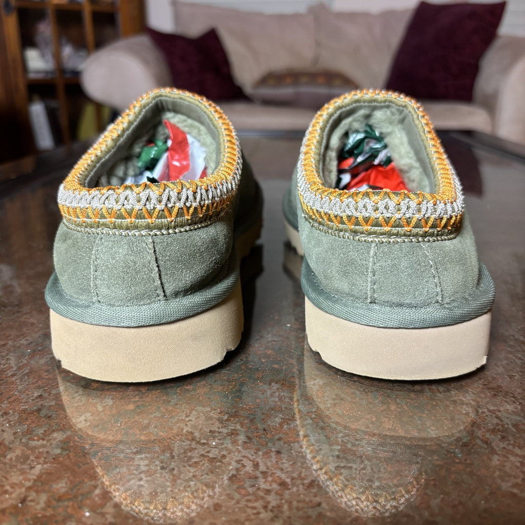 UGG Tasman Slippers Women's 8 Olive Green Lined Suede Sheep Skin Shoes Sneakers