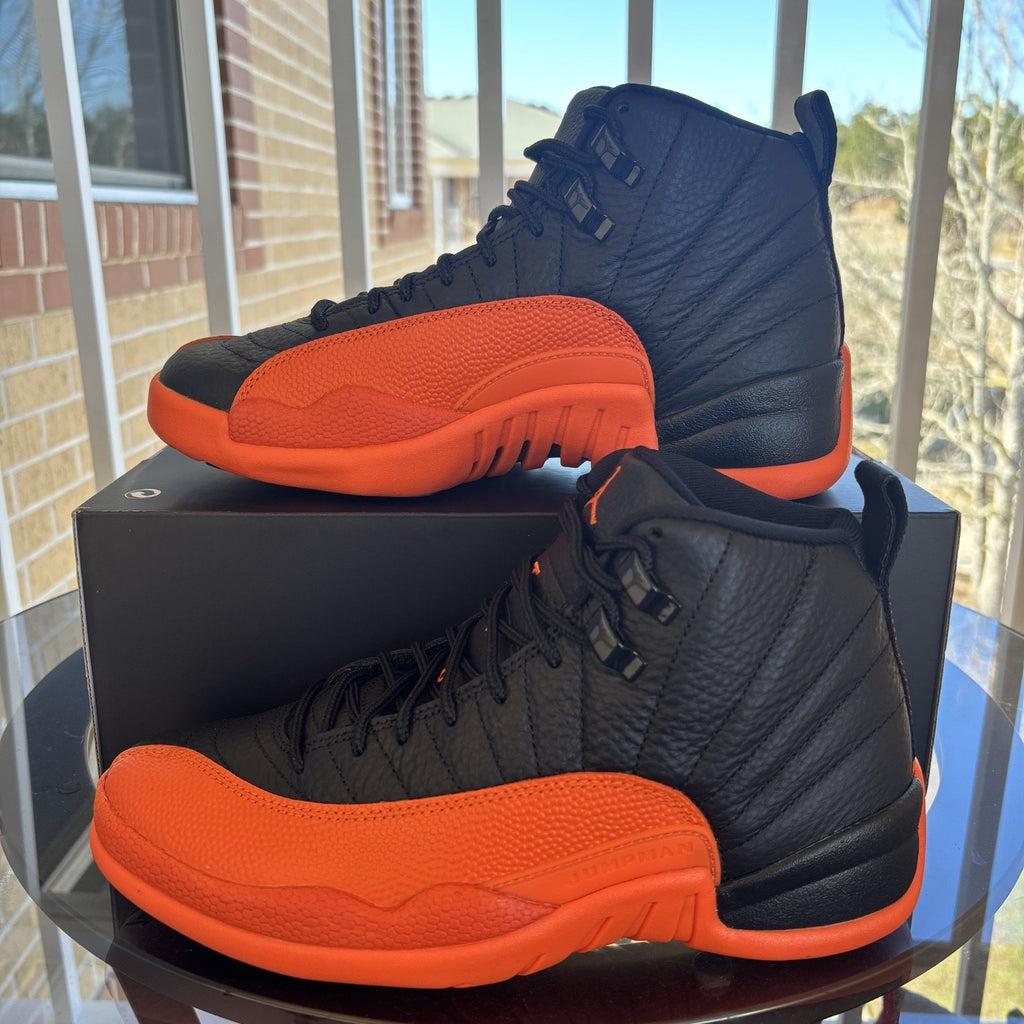 Nike Air Jordan 12 Retro Shoes Women's 7.5 Black Orange Basketball WNBA Sneakers