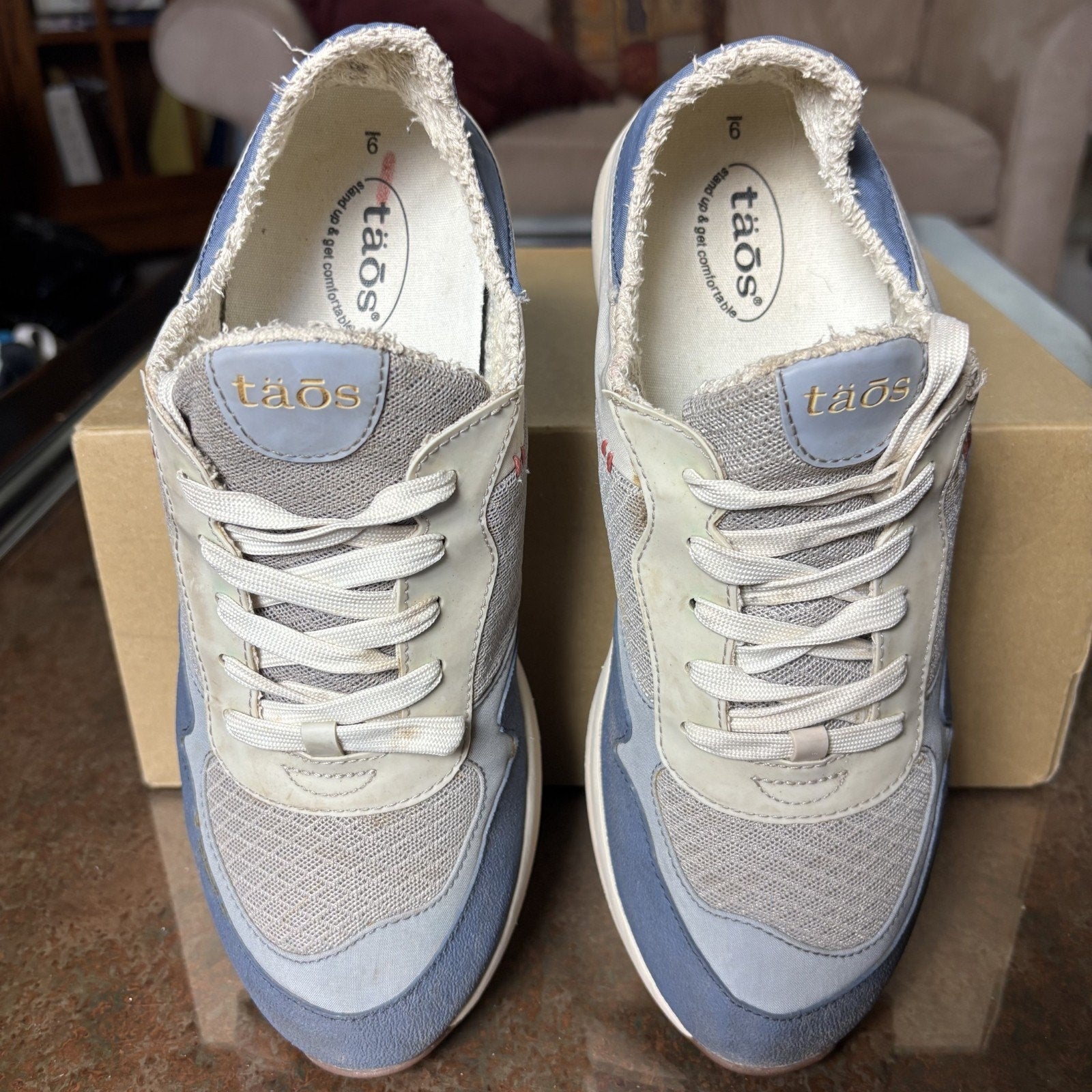 Taos Direction Shoes Women's Size 9 White Blue Lifestyle Casua Mesh Sneakers
