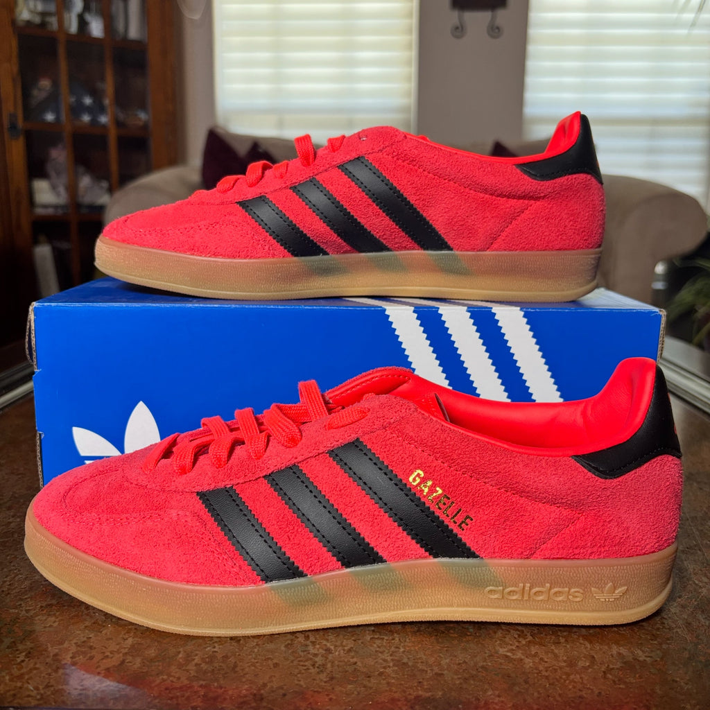 Adidas Gazelle Indoor Red Black Gum Suede Lifestyle Shoes Sneaker Mens Sizes NEW