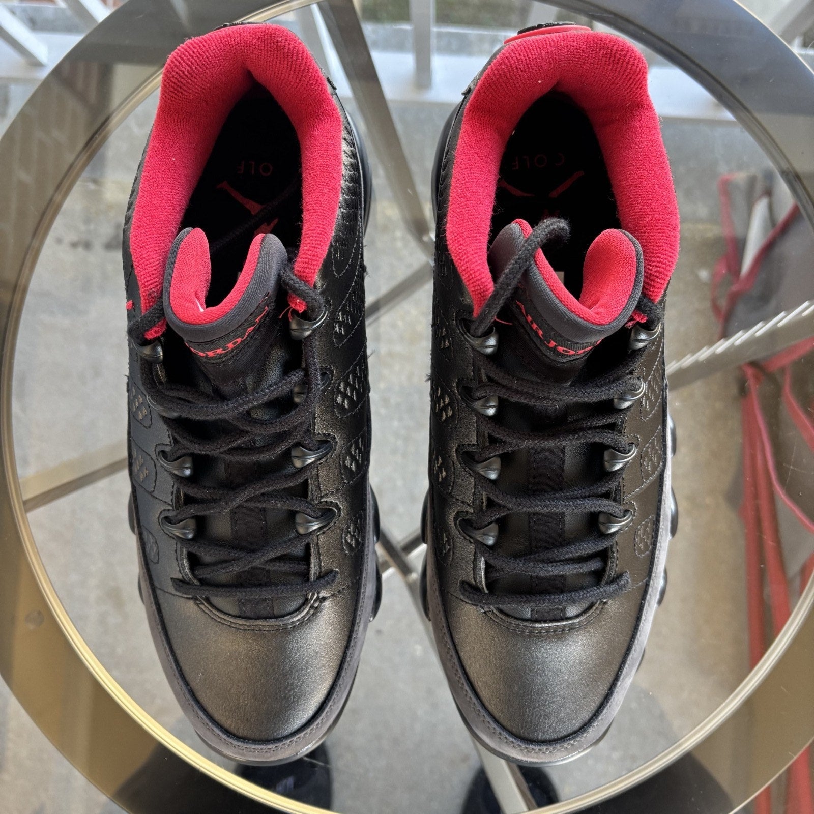 Nike Air Jordan 9 Retro G Shoes Women's Sz 8 Leather Black Red Golf Waterproof