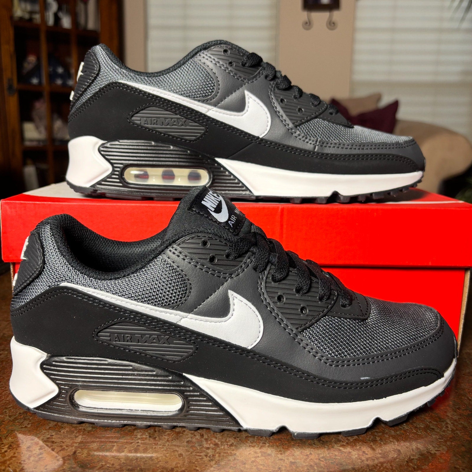 Nike Air Max 90 Black Grey White Lifestyle Casual Shoes Sneakers Mens Sizes NEW