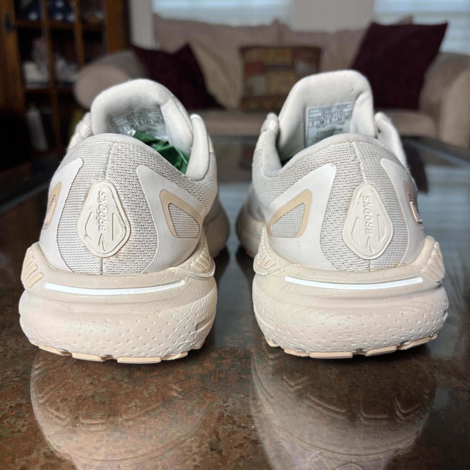 Brooks Adrenaline GTS 23 Shoes Womens Size 7 Beige Road Running Athletic Sneaker