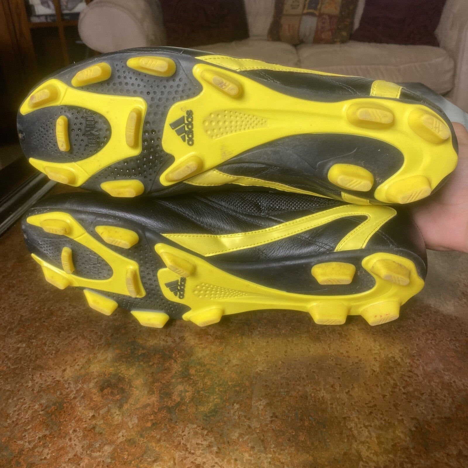 Adidas F30 FG 2003 Vintage Black Yellow Leather Soccer Boots Cleats Mens Sz 12