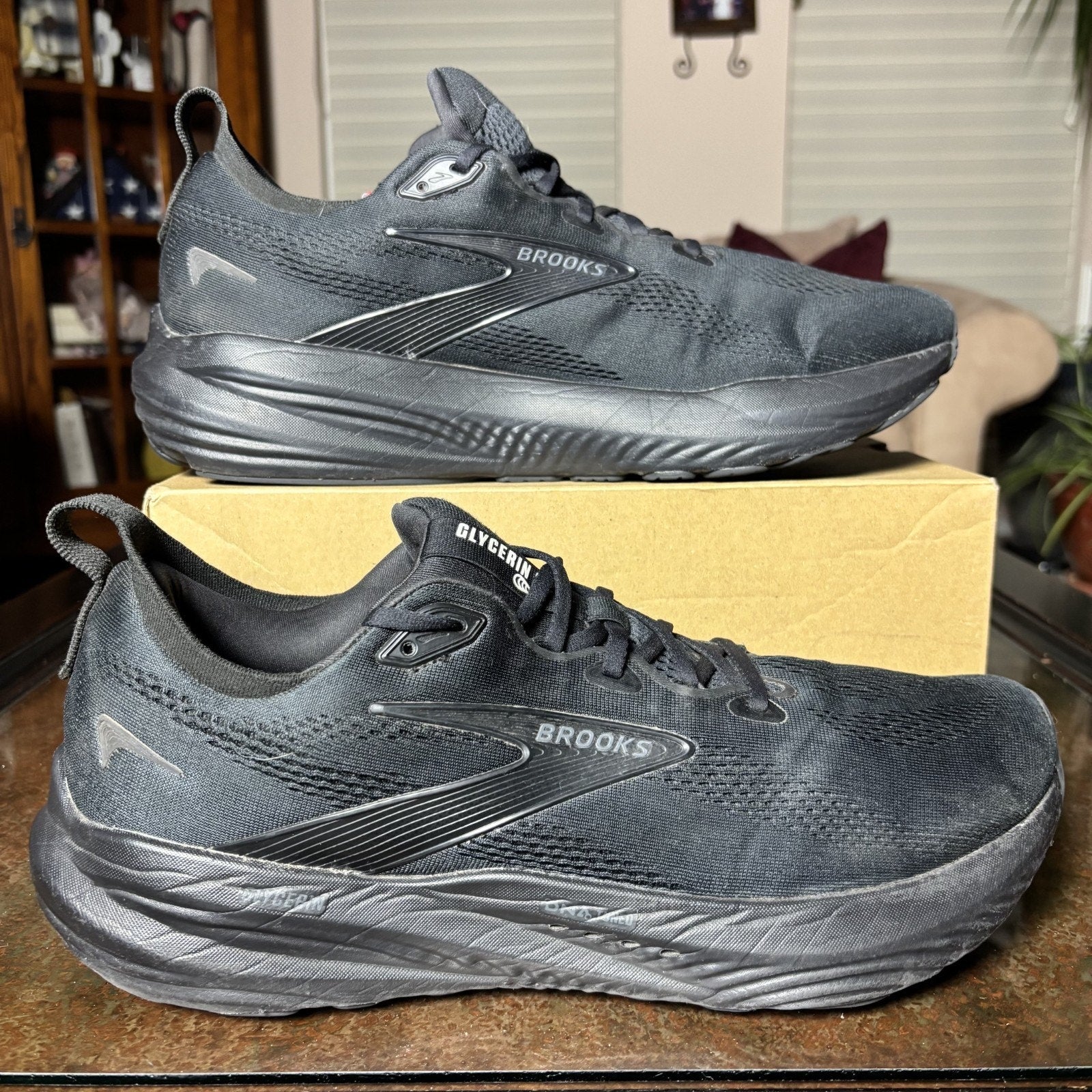 Brooks Glycerin 22 Shoes Men's 14 Black Road Running Athletic Comfort Sneakers
