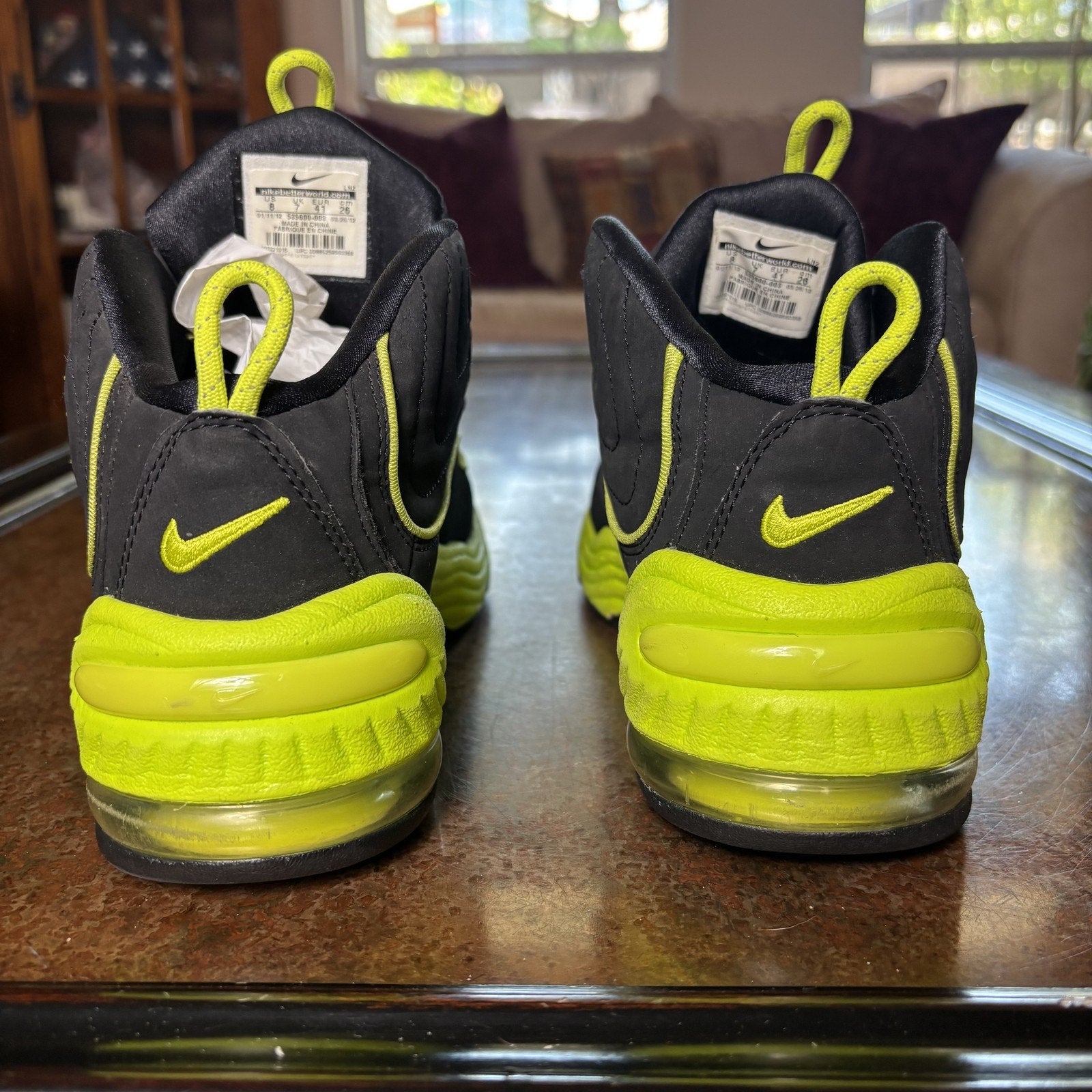 Nike Air Zoom Penny 2 LE Shoes Mens Sz 8 Black Volt Athletic Basketball Sneakers