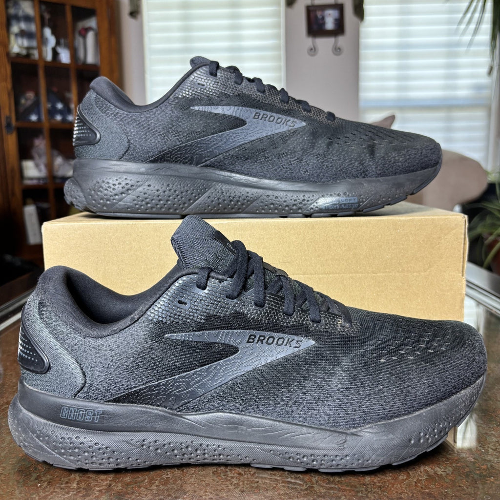 Brooks Ghost 16 Shoes Mens Size 11.5 2E Wide Black Road Running Comfort Sneakers