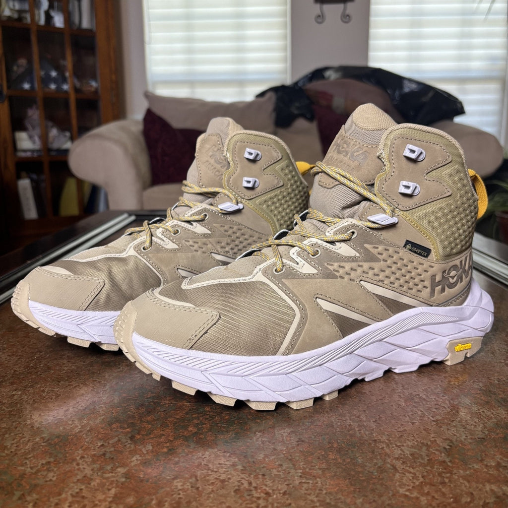 Hoka One One Anacapa Mid GTX Hiking Boots Women's 9.5 Tan Outdoor Trail Shoe NEW