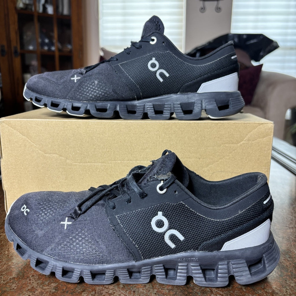 On Running Cloud X 3 Shoes Women's Size 9.5 Black Road Running Athletic Sneakers