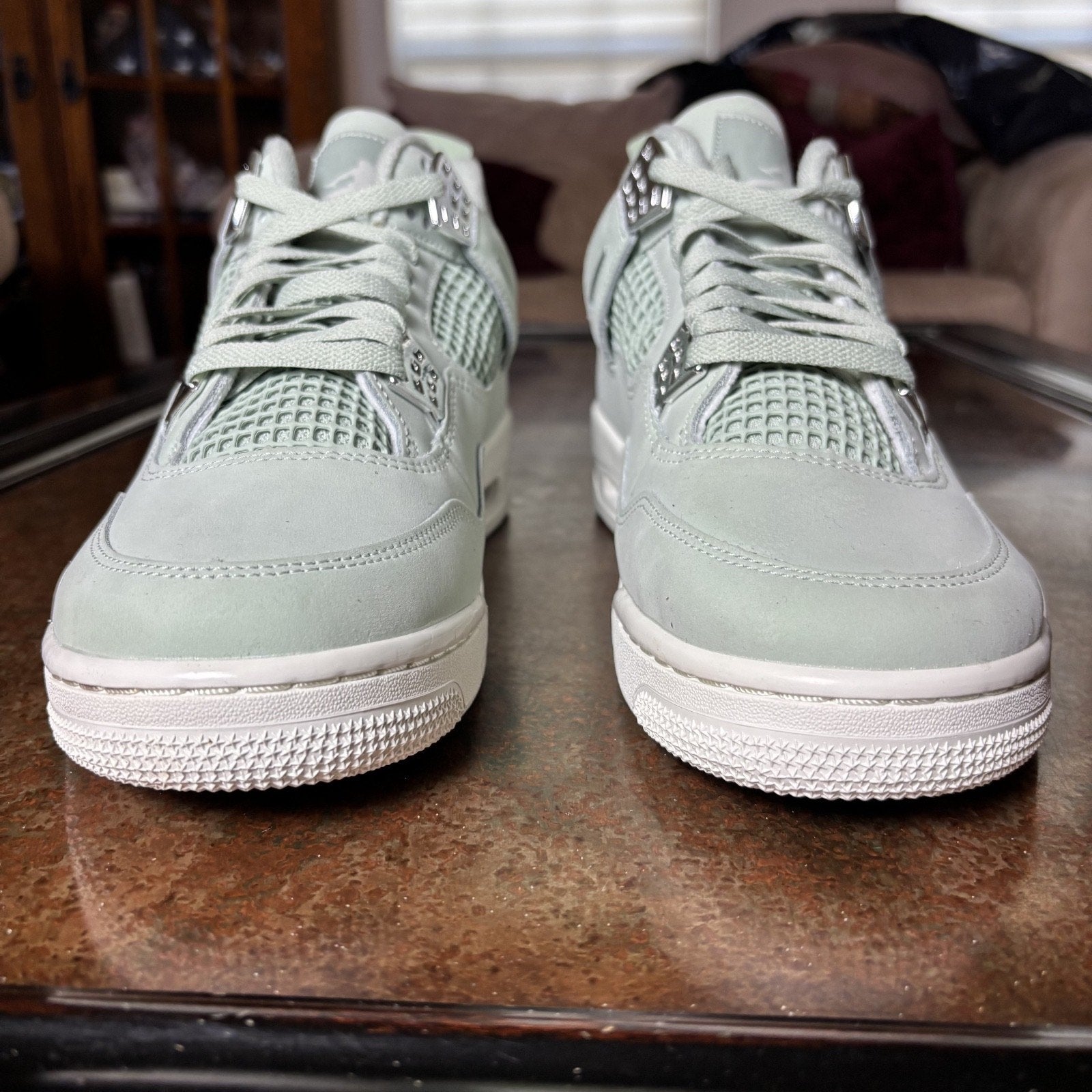 Nike Air Jordan 4 Retro Shoes Mens Size 10.5 Seafoam Green Silver Sail Sneakers