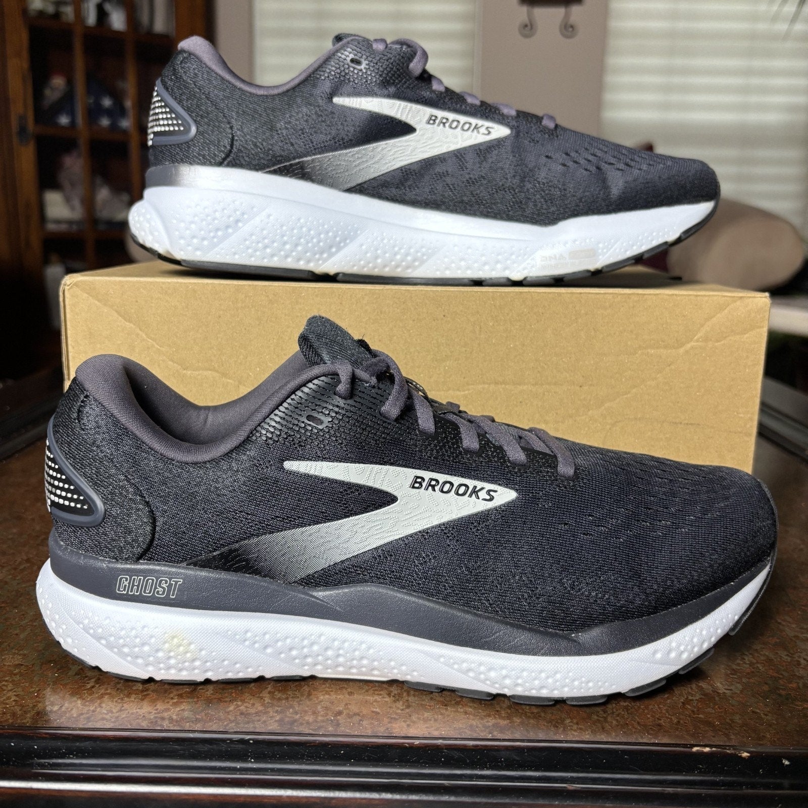 Brooks Ghost 16 Shoes Women's 11.5 Grey White Running Athletic Comfort Sneakers