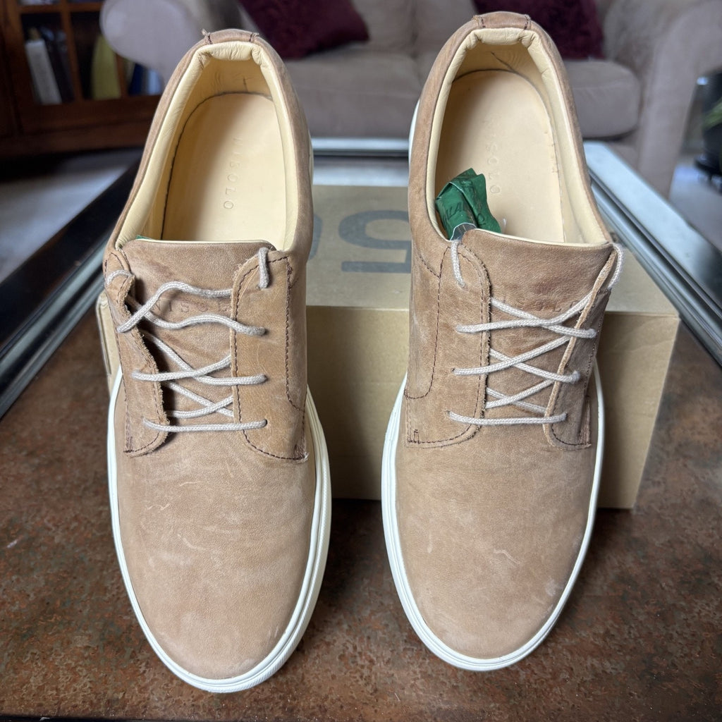 Nisolo Diego Shoes Men's 11 Tan White Comfort Casual Lifestyle Vibram Sneakers
