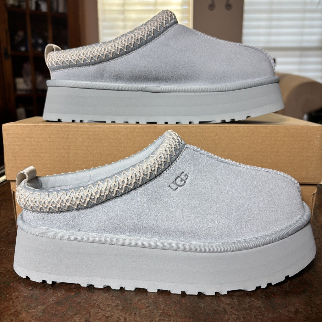 UGG Tazz Slippers Womens Size 8 Seafoam Blue Platform Sheepskin Comfort Warm NEW